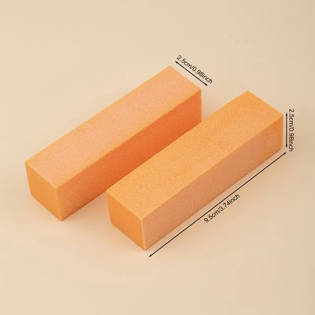 Orange and blue sanding blocks fanned out to show all four faces