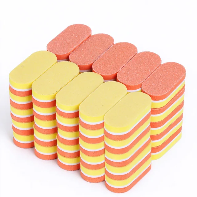 Pyramid stack of yellow, orange and white mini buffer blocks