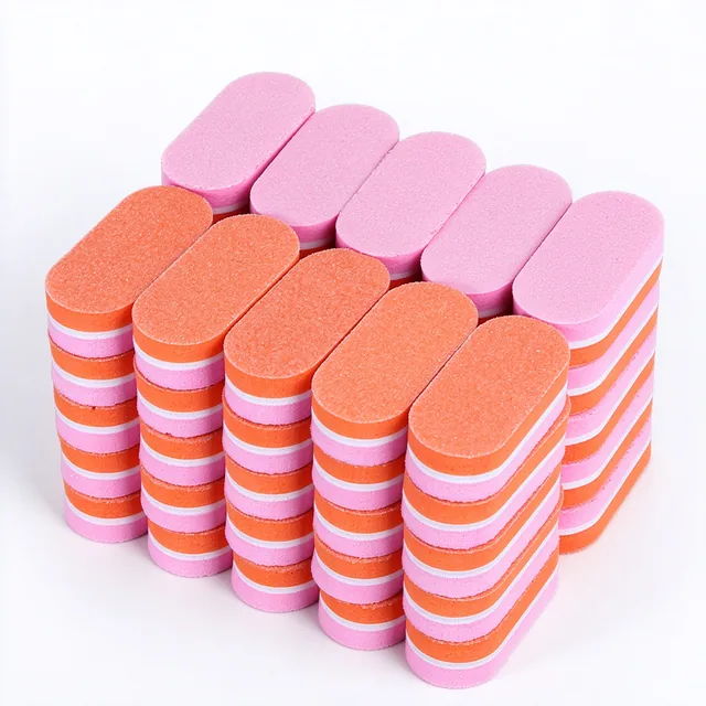 Pyramid stack of pink and orange mini buffer blocks