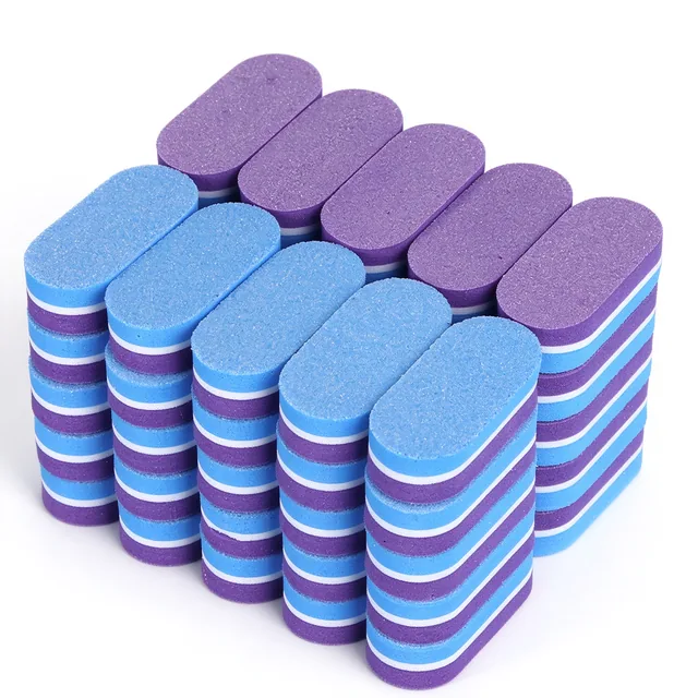 Pyramid stack of blue and purple mini buffer blocks