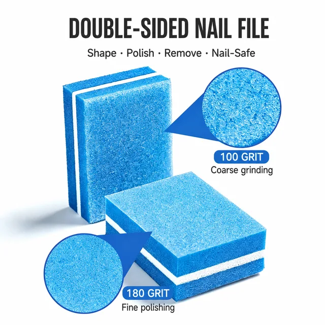 Explainer labelling the buffer block's 100 grit coarse grinding face and 180 grit fine polishing face