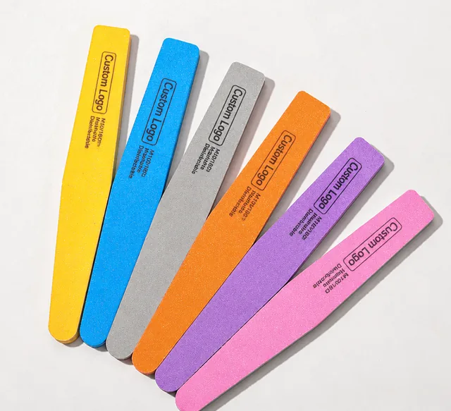 Six catalogue colours of the washable nail file standing upright