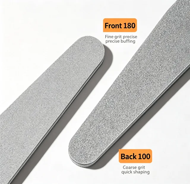 Front 180 and back 100 grit faces of the washable nail file