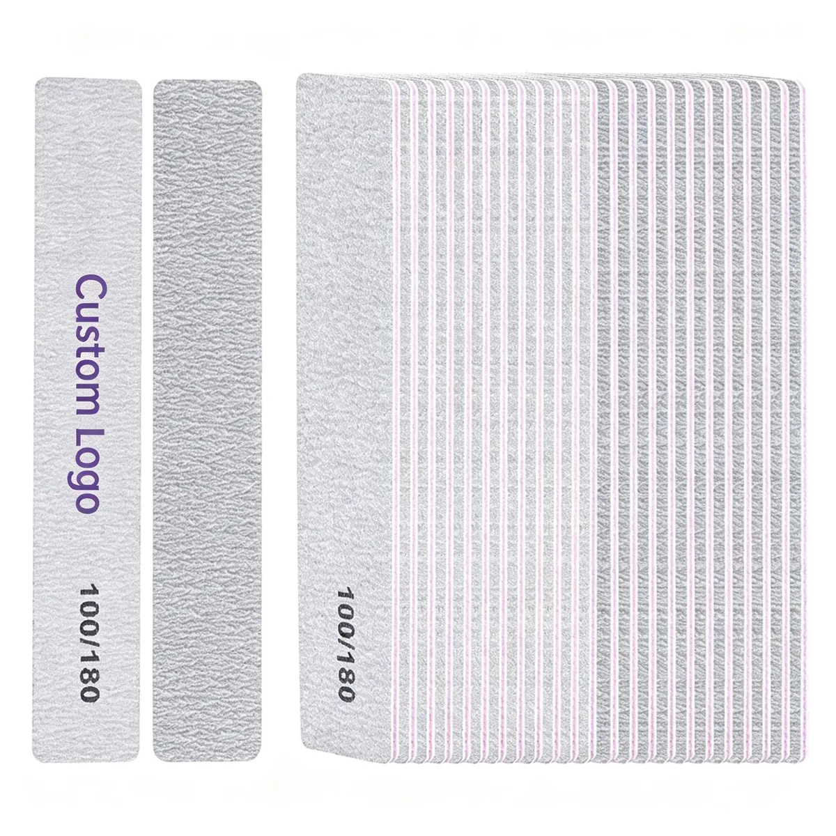 Professional square 100/180 nail file in grey on an EVA and sandpaper body