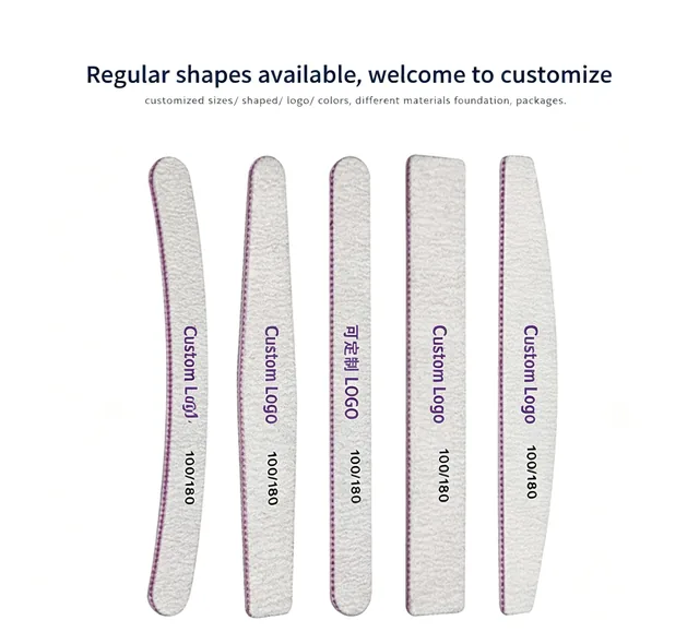 Square nail file shown among the regular shapes available for customisation