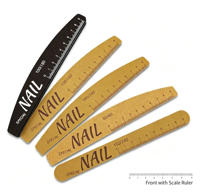 Front face of the polishing nail file showing the printed ruler scale