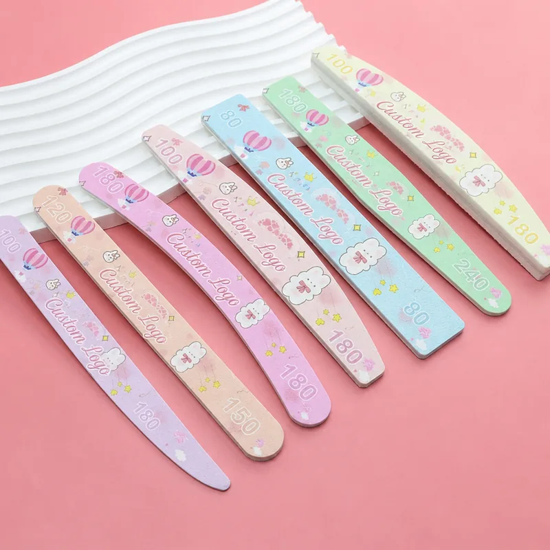 Double-sided nail file with a colourful cartoon print in a pastel range