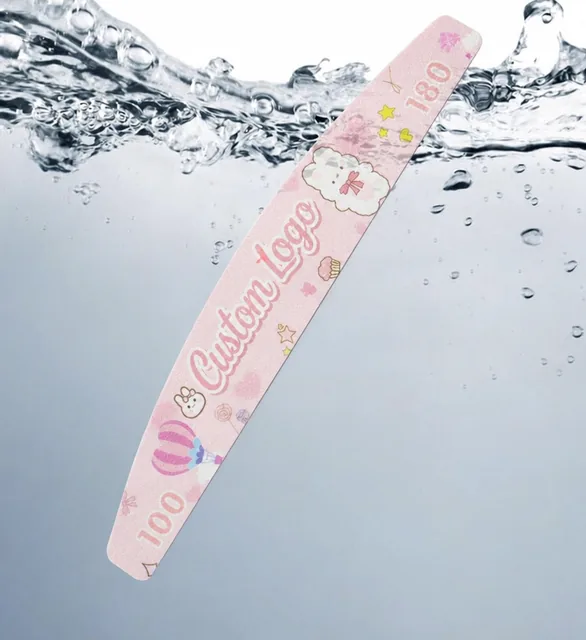 Single cartoon-print nail file against a water splash background