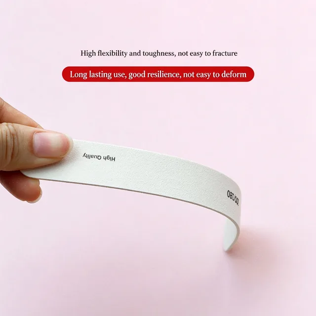 Hand bending the ultra-thin wooden nail file, with captions for flexibility and resilience