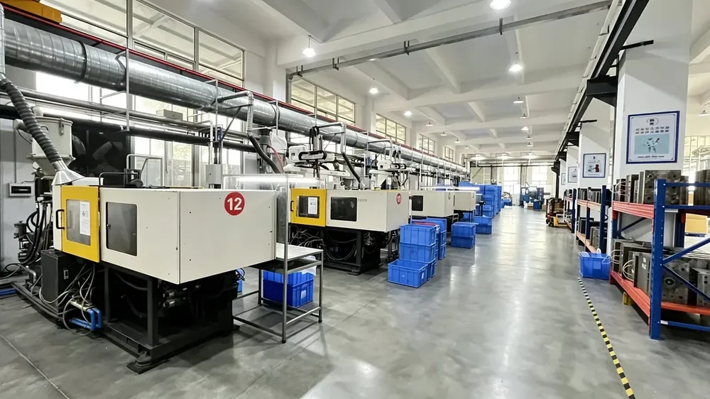 Rows of production machines on our workshop floor in Yangjiang