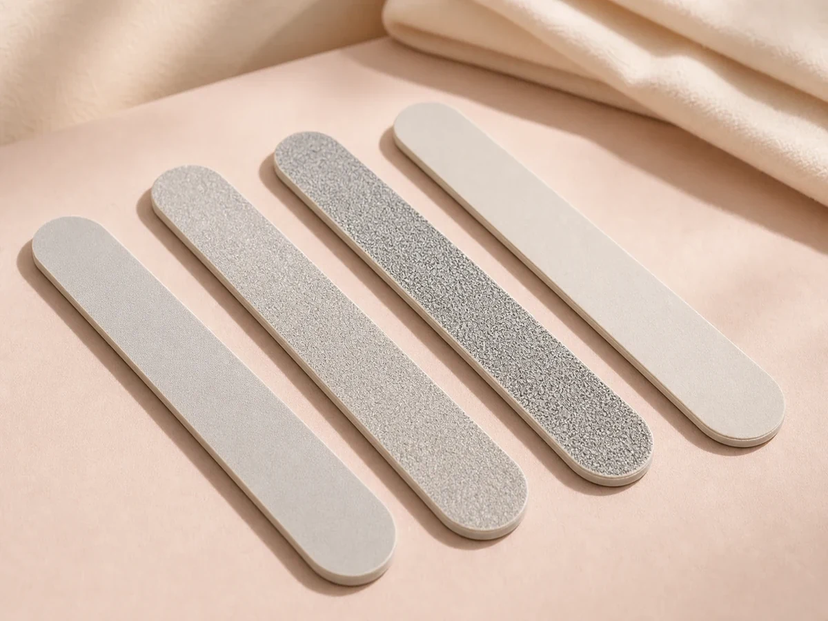 Different grit surfaces on nail files